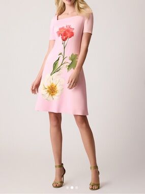 New Rickie Freeman for Teri Jon Floral-Print Scuba Midi Dress Sz 4